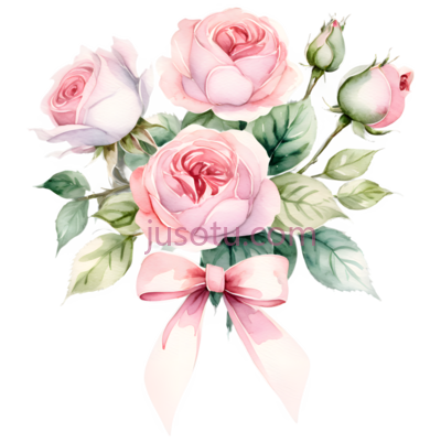 玫瑰花,水彩画,粉色, PNG