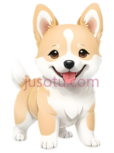 柯基犬,卡通,浅棕色,白色PNG