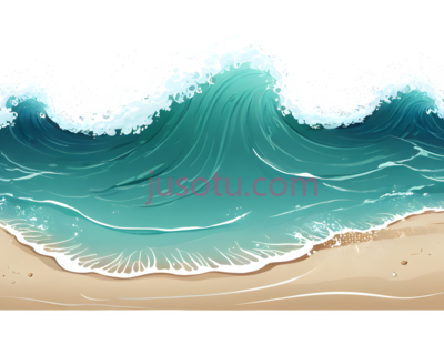海浪,插画,蓝色,白色,米色, PNG