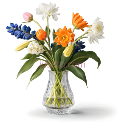 花束,优雅,白色,橙色,蓝色, PNG