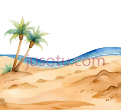 沙滩,沙坑,棕榈树PNG