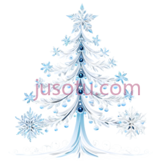 圣诞树,雪花图案,蓝色PNG