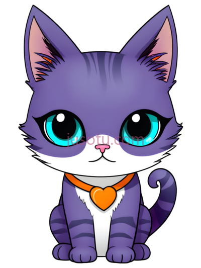 猫,卡通,紫色, PNG