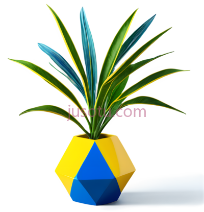 植物,几何形状,黄色,蓝色, PNG