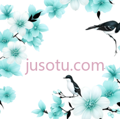 花朵,插画,浅蓝色PNG