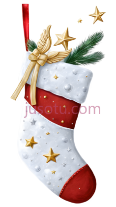 圣诞袜,卡通,白色,红色,金色PNG