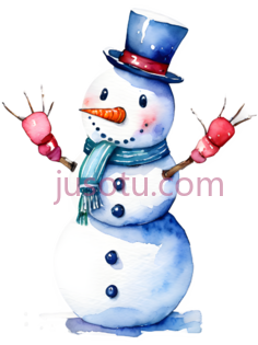 雪人,卡通,白色, 蓝色, 红色, 橙色PNG