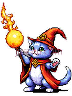 小猫,魔法师,火焰球PNG