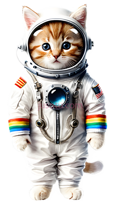 猫,宇航服,白色, PNG