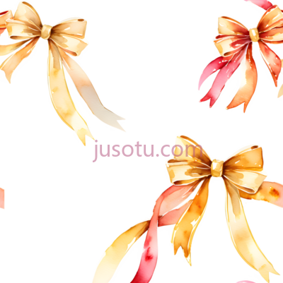 蝴蝶结,水彩画,黄色,金色, PNG