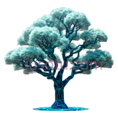 树,抽象数字,蓝色PNG