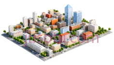 城市建筑群,现代都市,多彩PNG