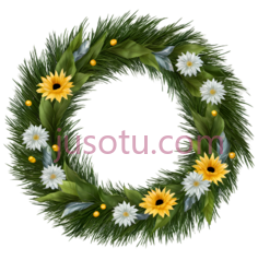 花环,自然,绿色,黄色,白色PNG