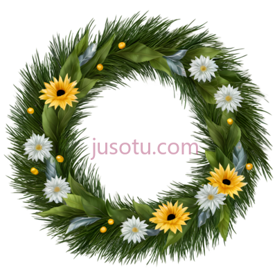 花环,自然,绿色,黄色,白色, PNG