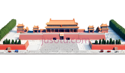 天安门,古典中式建筑,红色,金色, PNG