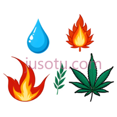 水滴,火焰,植物,卡通,绿色, PNG