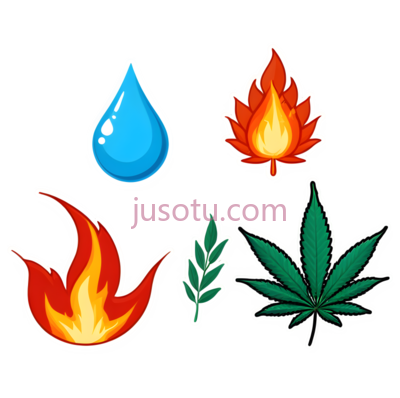水滴,火焰,植物,卡通,绿色, PNG