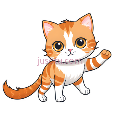 小猫,卡通,橙色,白色, PNG