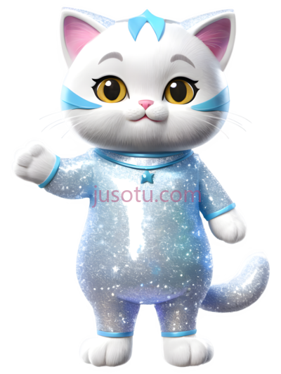卡通猫,可爱,白色,蓝色, PNG