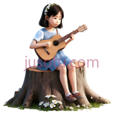 小女孩,卡通,白色上衣,蓝色裙子PNG