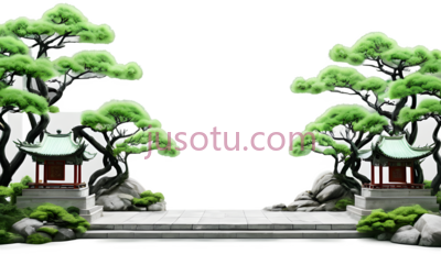 盆景,中式园林,绿色,白色,黑色, PNG