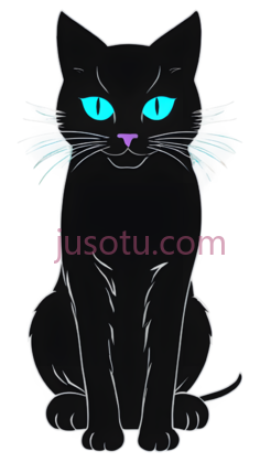 黑猫,卡通,黑色, 蓝色, 紫色PNG