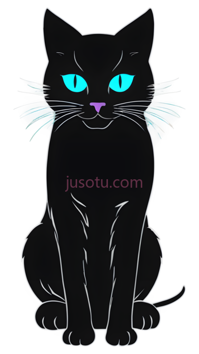 黑猫,卡通,黑色, 蓝色, 紫色, PNG