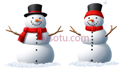 雪人,卡通,白色身体, 红色围巾,纽扣, 黑色帽子,手臂, PNG