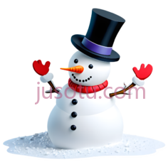 雪人,礼帽,笑脸,雪景PNG