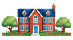 房子,卡通,红色,蓝色,白色PNG