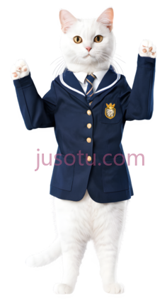 猫,穿着校服,白色PNG