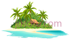 岛屿,卡通,绿色,棕色,蓝色PNG