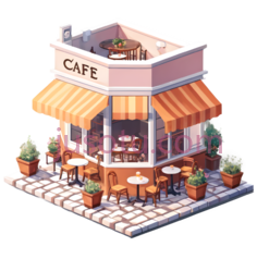 咖啡店,卡通,橙色PNG