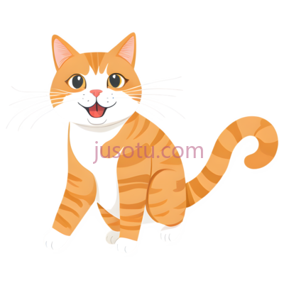 猫,卡通,橘色,白色, PNG