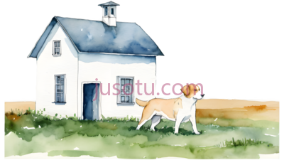 房子,水彩画,白色, 蓝色, 绿色, PNG