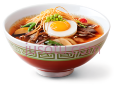 泡面,中式碗,白色带绿色图案PNG