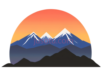 山,插画,橙色,紫色,蓝色,黑色, PNG