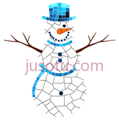 雪人,马赛克,蓝色, 白色, 棕色PNG