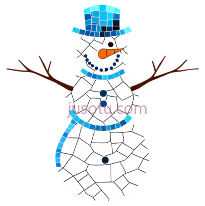 雪人,马赛克,蓝色, 白色, 棕色, PNG
