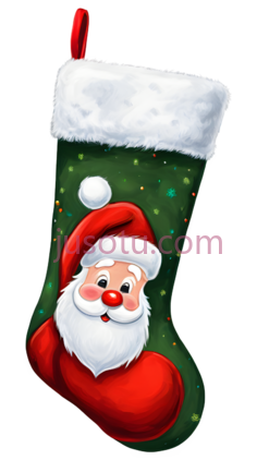 圣诞袜,卡通,绿色,红色,白色PNG