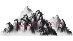 山峰,水墨画,白色PNG