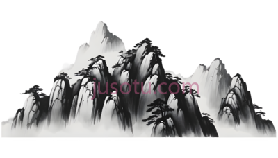 山峰,水墨画,白色, PNG