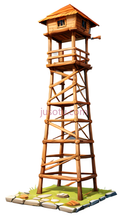 瞭望塔,卡通,棕色, PNG
