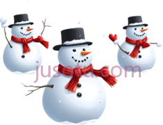 雪人,卡通,白色身体,红色围巾,黑色帽子PNG