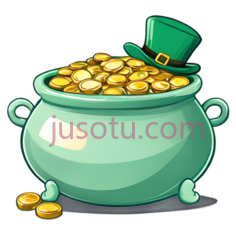 金币罐,卡通,绿色PNG
