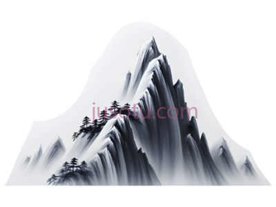 山峰,水墨画,白色, PNG