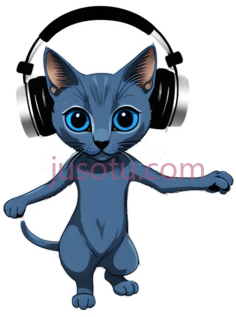 卡通猫,跳舞,蓝色PNG