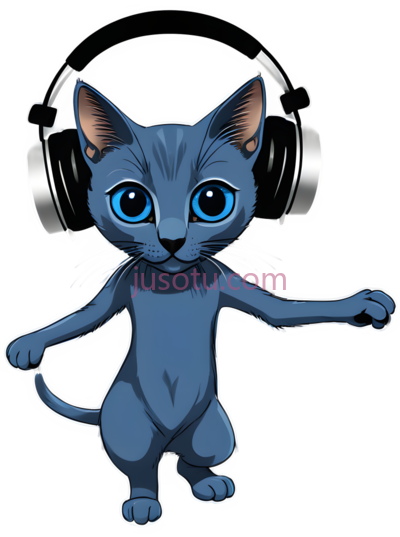卡通猫,跳舞,蓝色, PNG