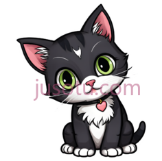 小猫,卡通,黑色,白色,粉色PNG