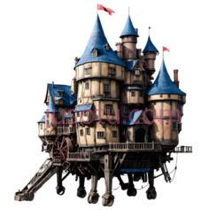 城堡,卡通,黄色, 蓝色PNG